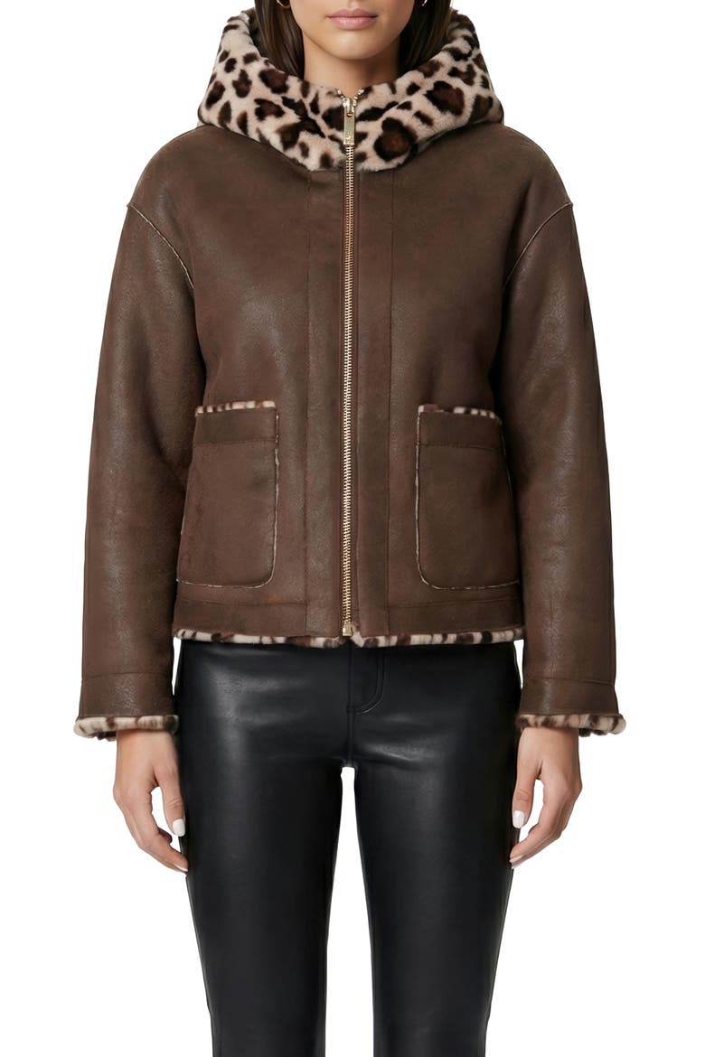 Fur-Free Sheared Mink (Faux Fur) Jacket, Hood, Alternate, color, BROWN LPRD/BROWN