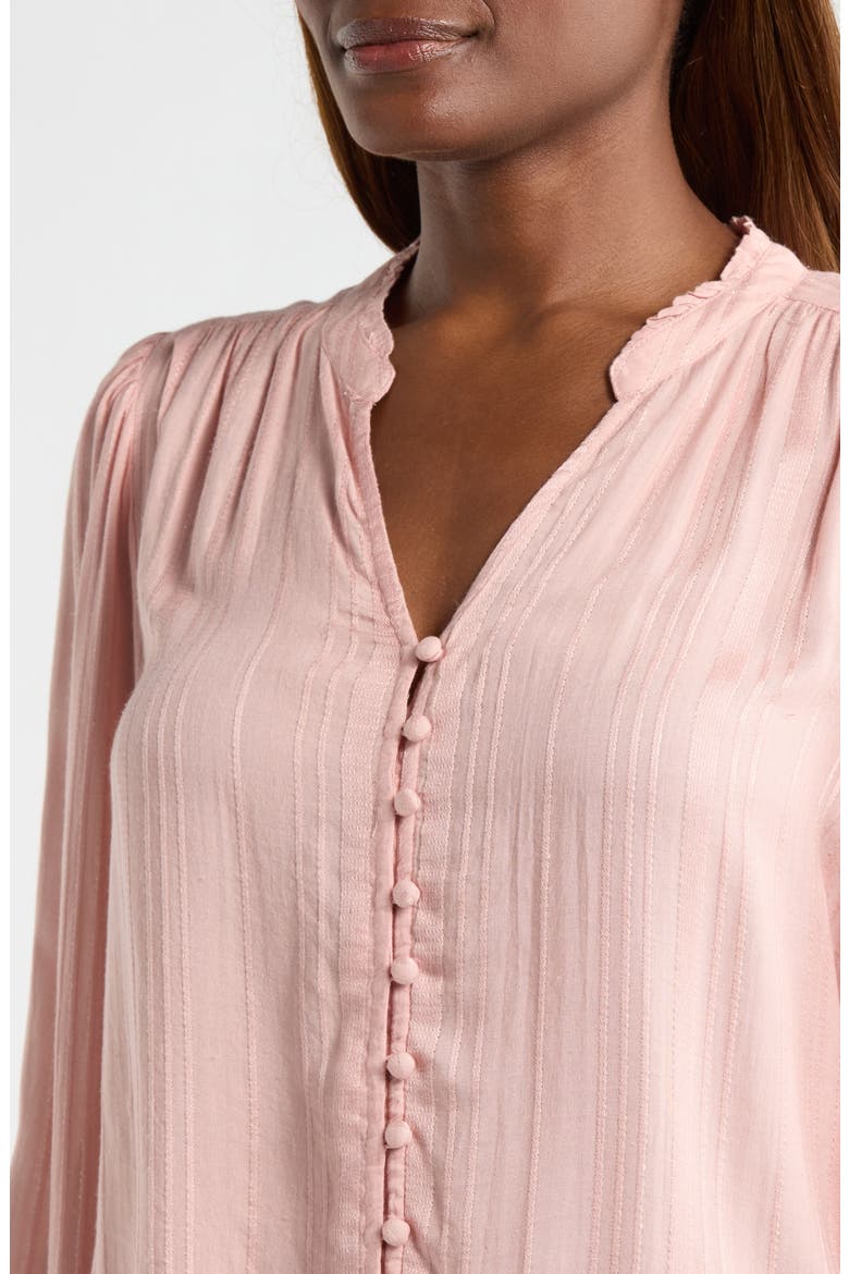 Shine Button Front Top, Alternate, color, PALE MAUVE