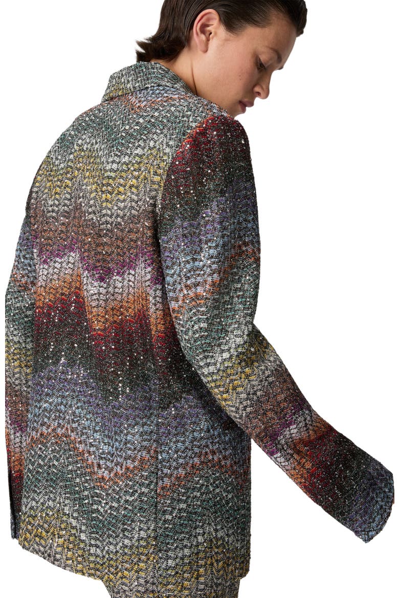 Double-breasted Blazer In Viscose Lamé With Sequins, Alternate, color, Multicoloured