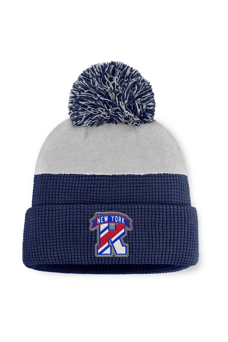 Men's Fanatics Navy/Gray New York Rangers Authentic Pro Home Ice Cuffed Knit Hat with Pom, Main, color, Navy