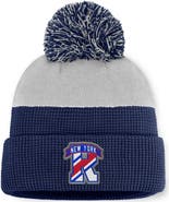 FANATICS Men's Fanatics Navy/Gray New York Rangers Authentic Pro Home Ice Cuffed Knit Hat with Pom