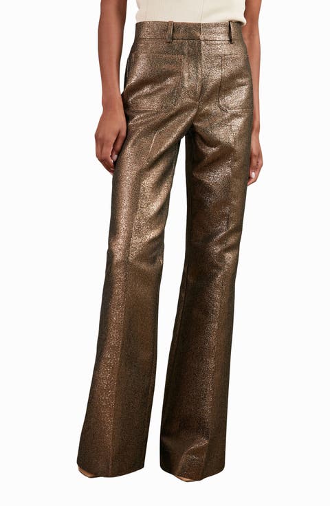 Sienna Metallic Patch Pocket Flare Leg Pants