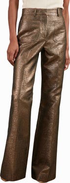 Reiss Sienna Metallic Patch Pocket Flare Leg Pants