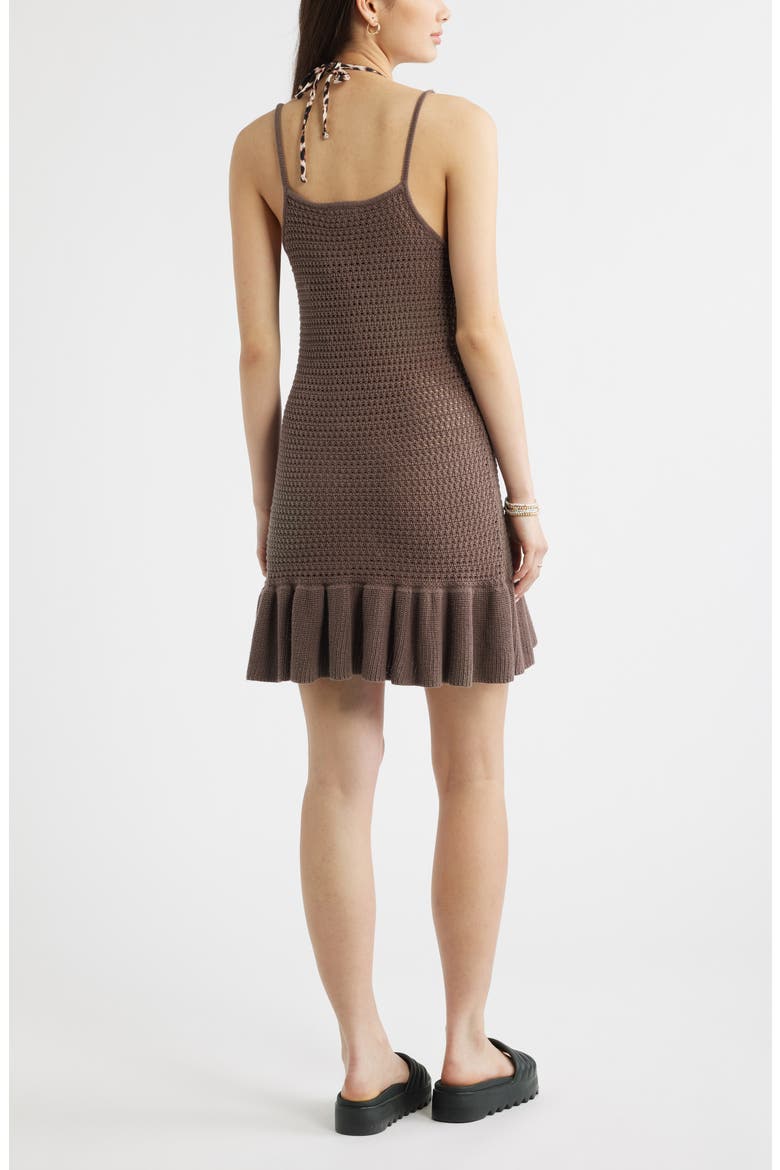 Open Stitch Cover-Up Minidress, Alternate, color, BROWN QUARTZ