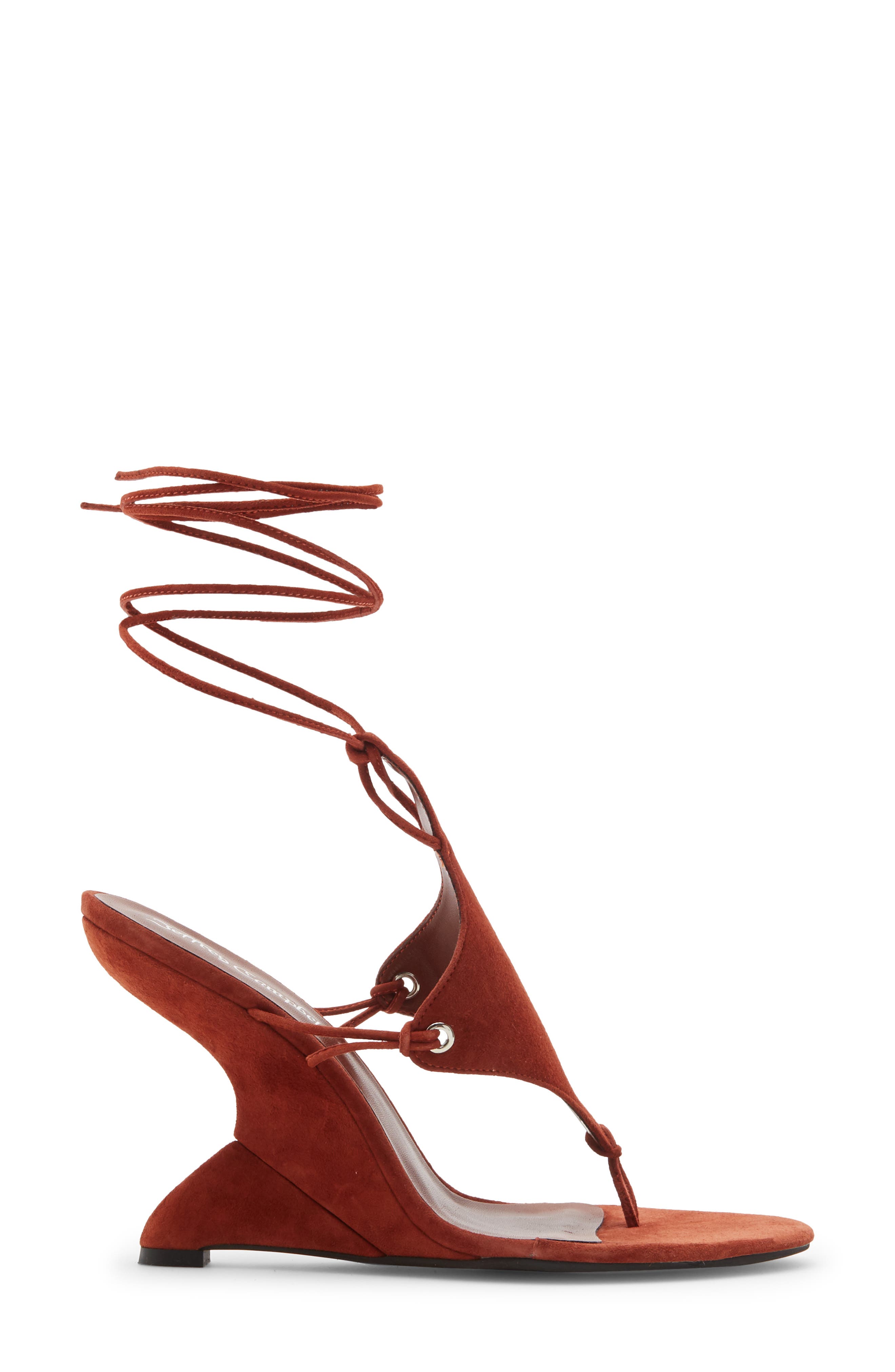 Pachouli Ankle Wrap Wedge Sandal, Alternate, color, RUST SUEDE