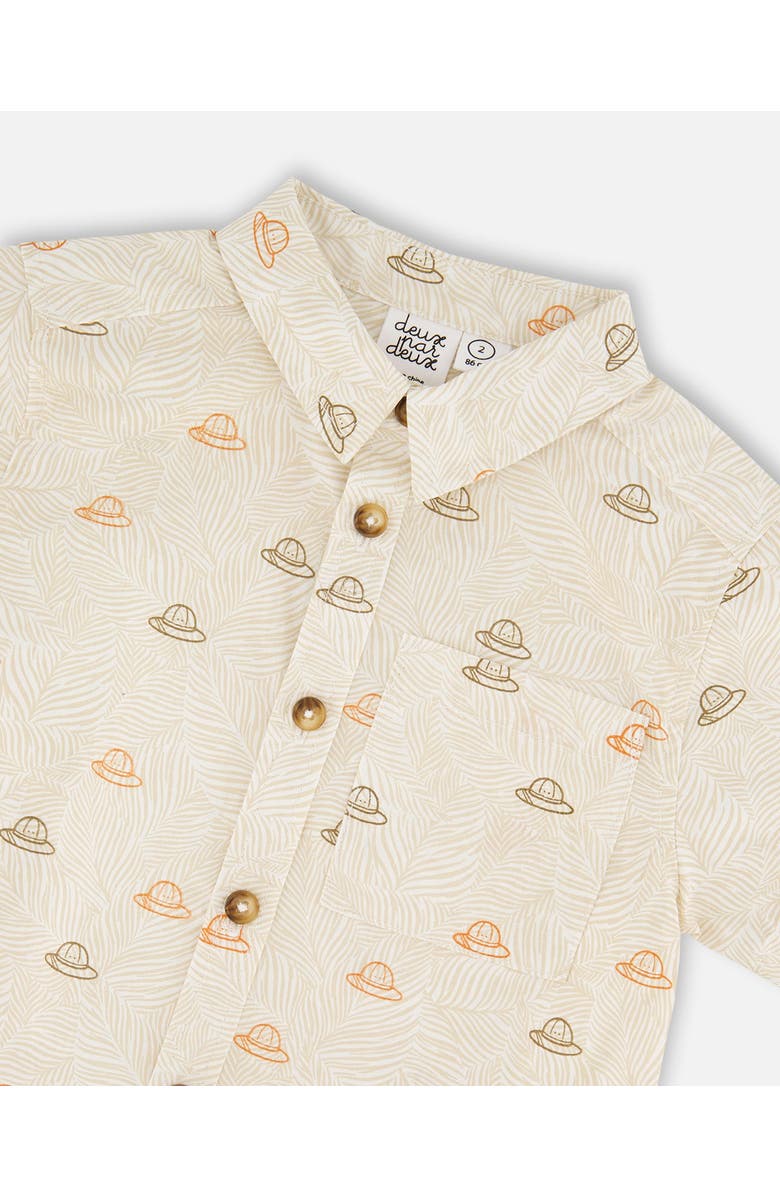 Deux par Deux Short Sleeve Safari Print Poplin Shirt, Alternate, color, Beige Safari Print