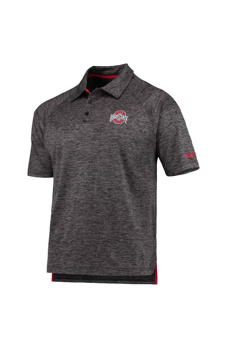 COLOSSEUM Men's Colosseum Heathered Black Ohio State Buckeyes Down Swing Raglan Polo, Alternate, color, Heather Black
