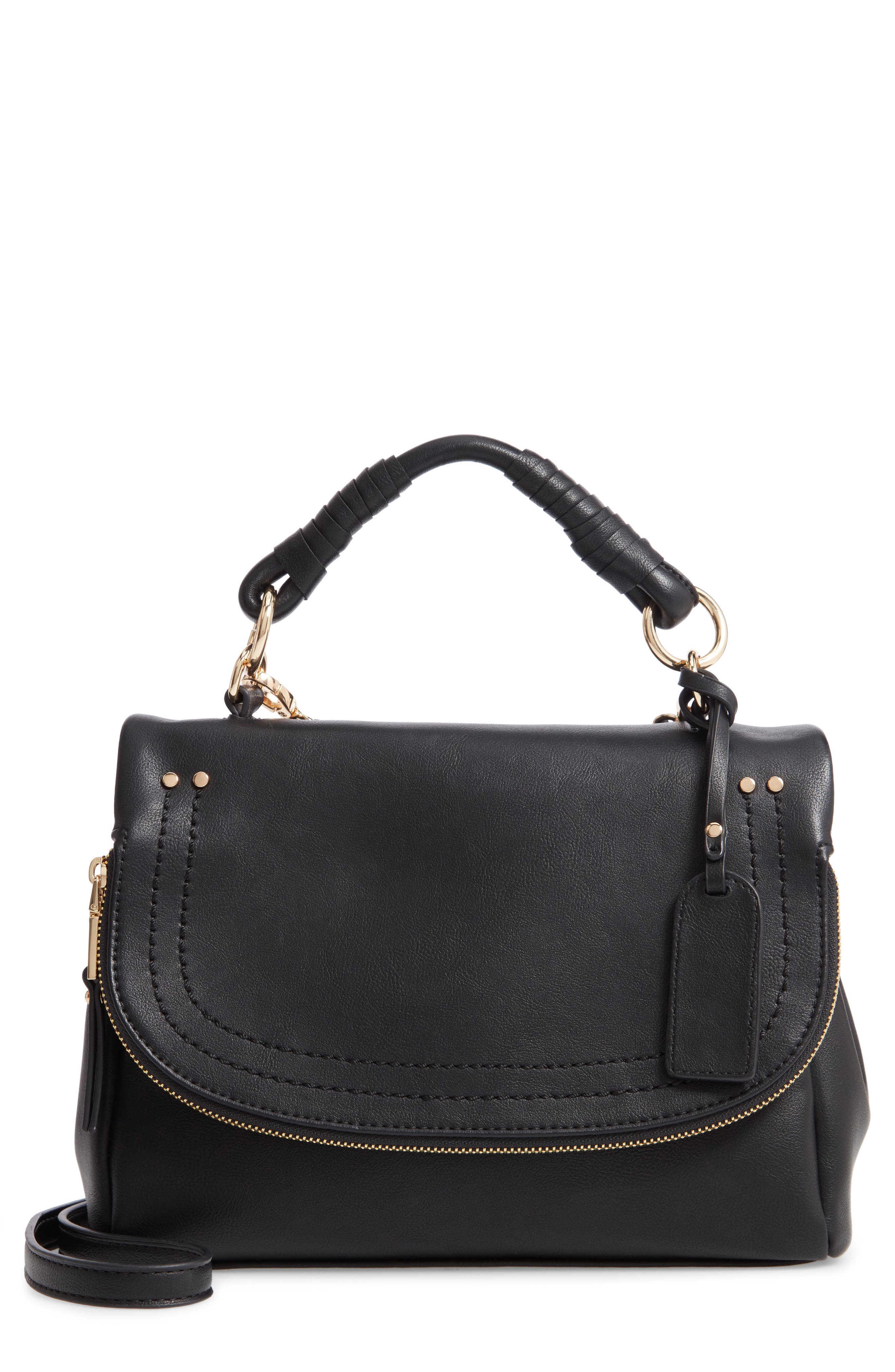 Rubie Faux Leather Crossbody Bag, Main, color, BLACK