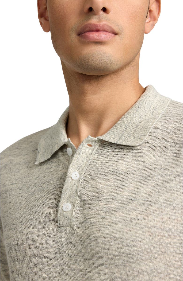 Onia Linen Sweater Polo, Alternate, color, Light Grey Melg
