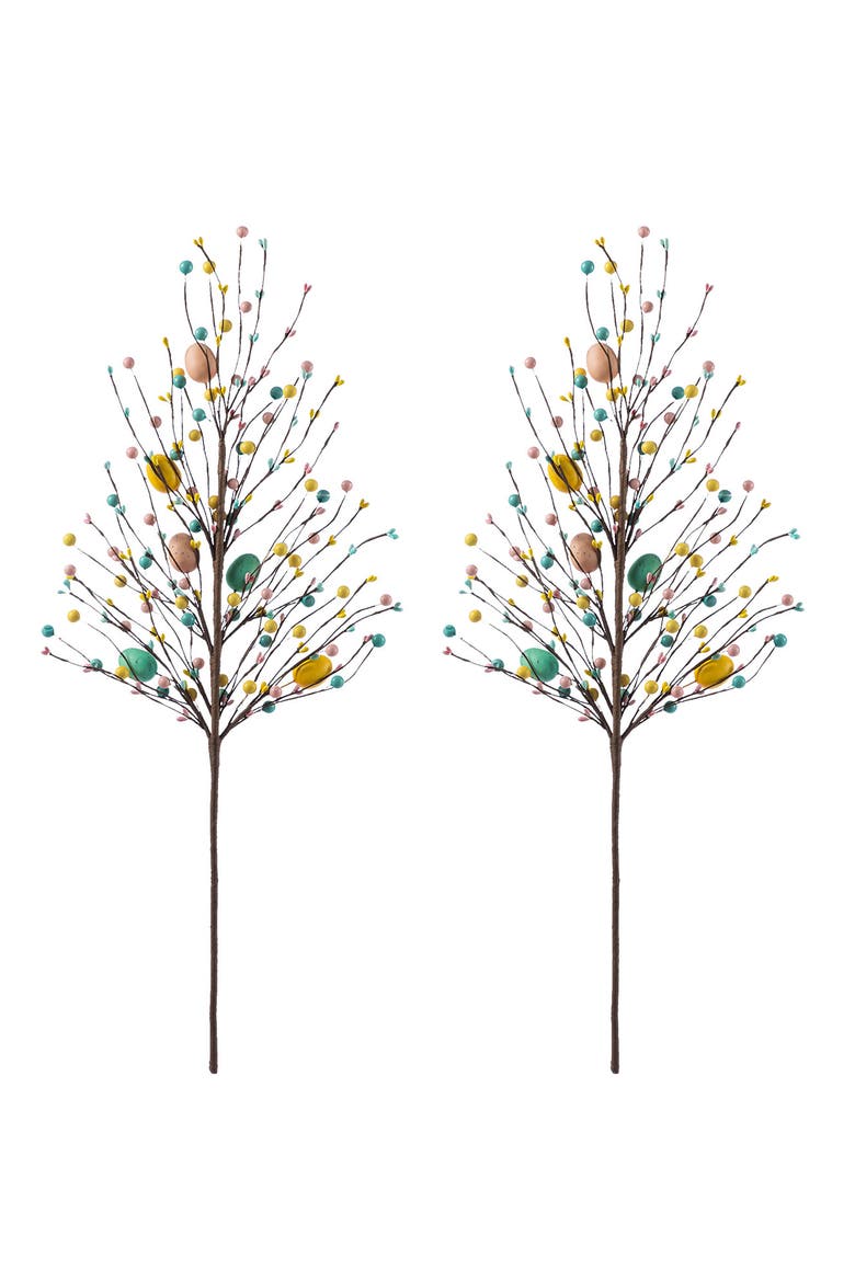 Set of 2 28"H Easter Berries & Eggs & Leaves Picks, Alternate, color, Blue