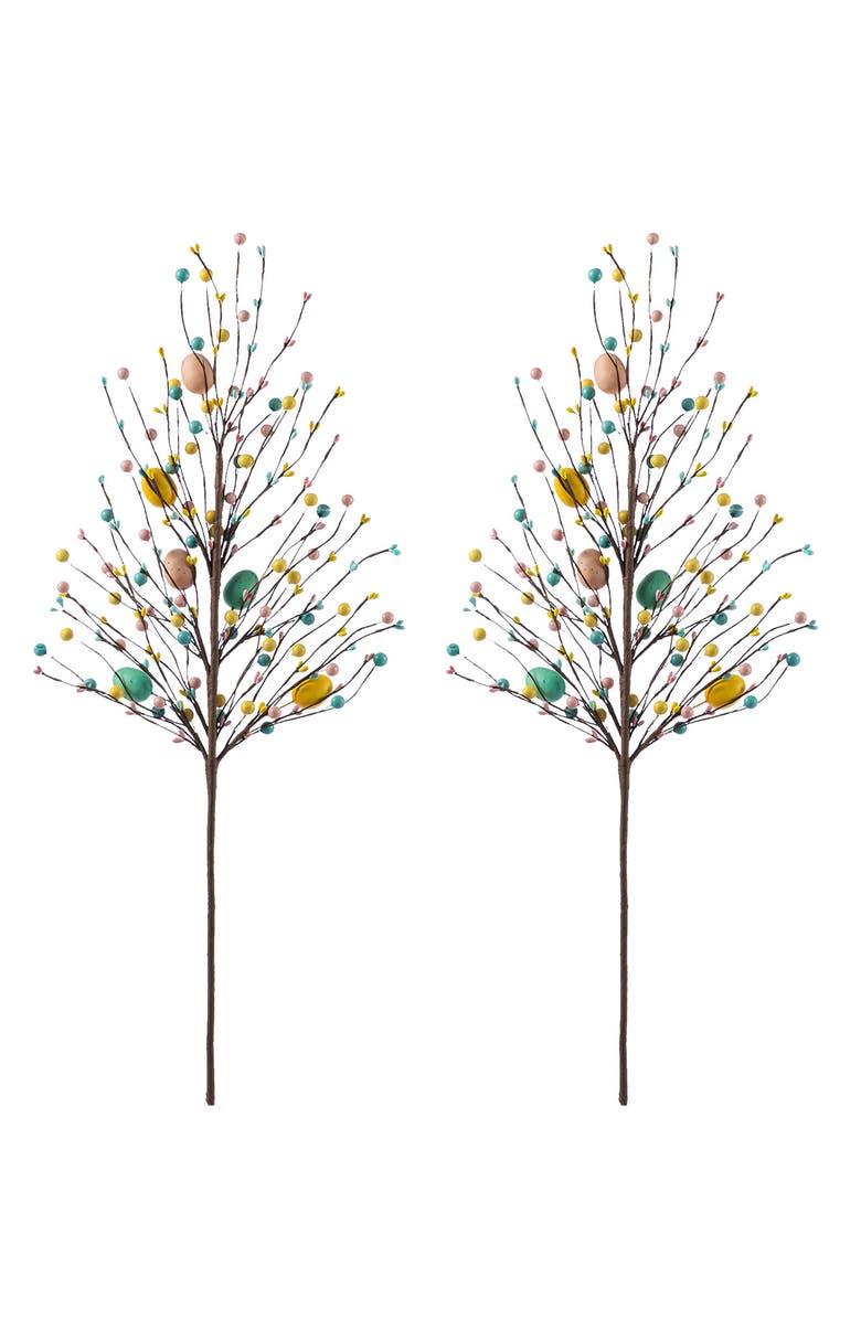 Glitzhome Set of 2 28"H Easter Berries & Eggs & Leaves Picks, Alternate, color, Blue