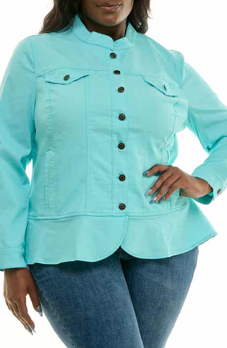 Nina Leonard Denim Peplum Jacket
