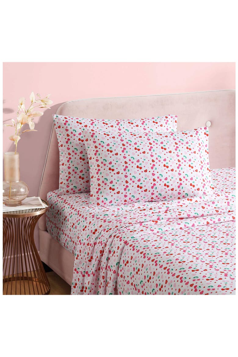 Sweet Tart Cherries Sheet Set, Alternate, color, LIGHT / MEDIUM PINK