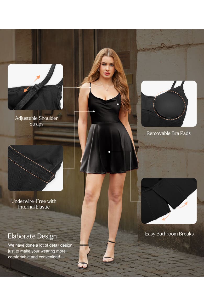 Sequin Cowl Neck Cocktail & Party Fit & Flare Shapewear Mini Dress, Alternate, color, White