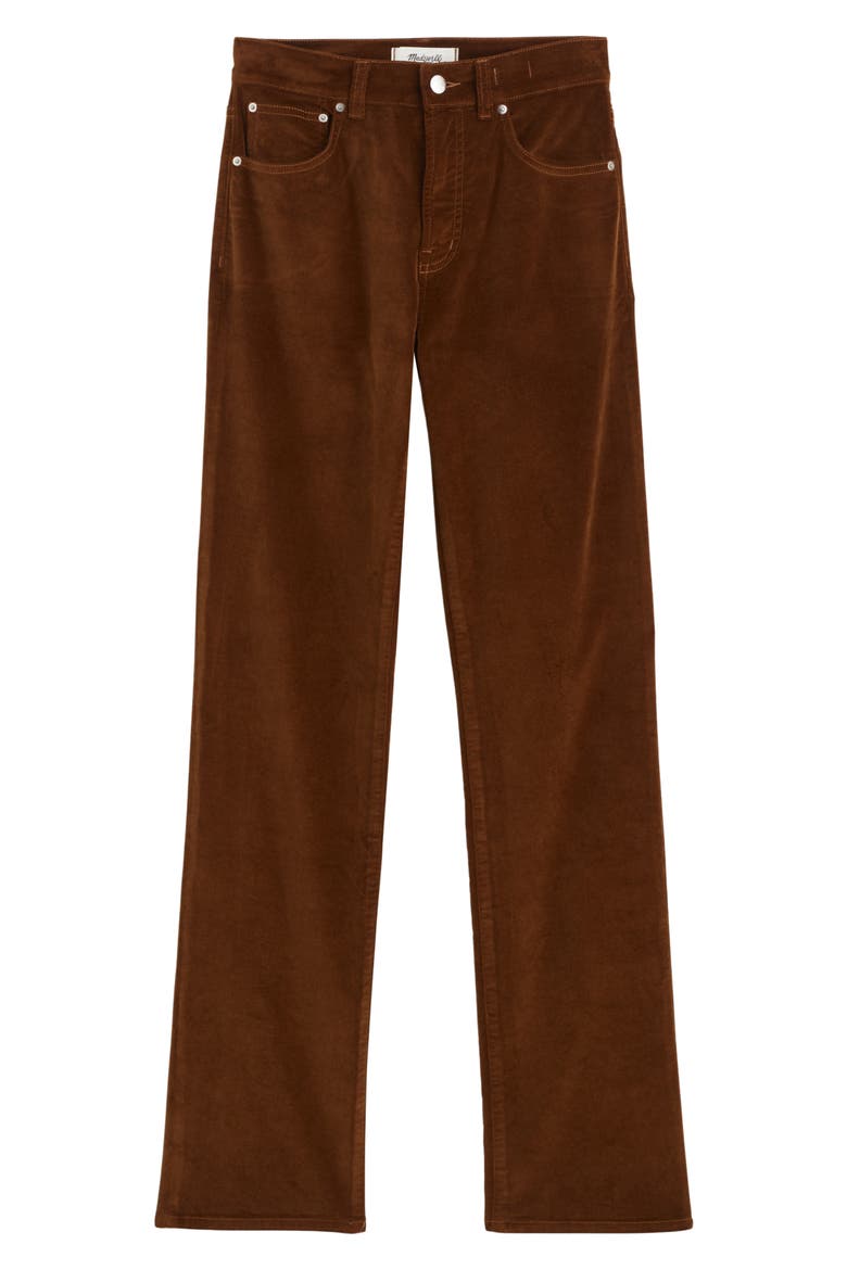 Longline Straight Leg Velvet Pants, Alternate, color, DARK PECAN