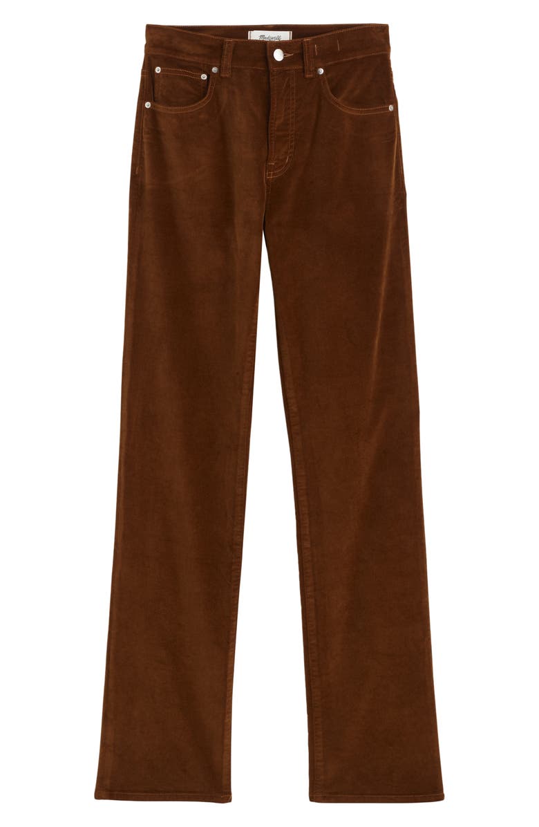 Madewell Longline Straight Leg Velvet Pants, Alternate, color, Dark Pecan