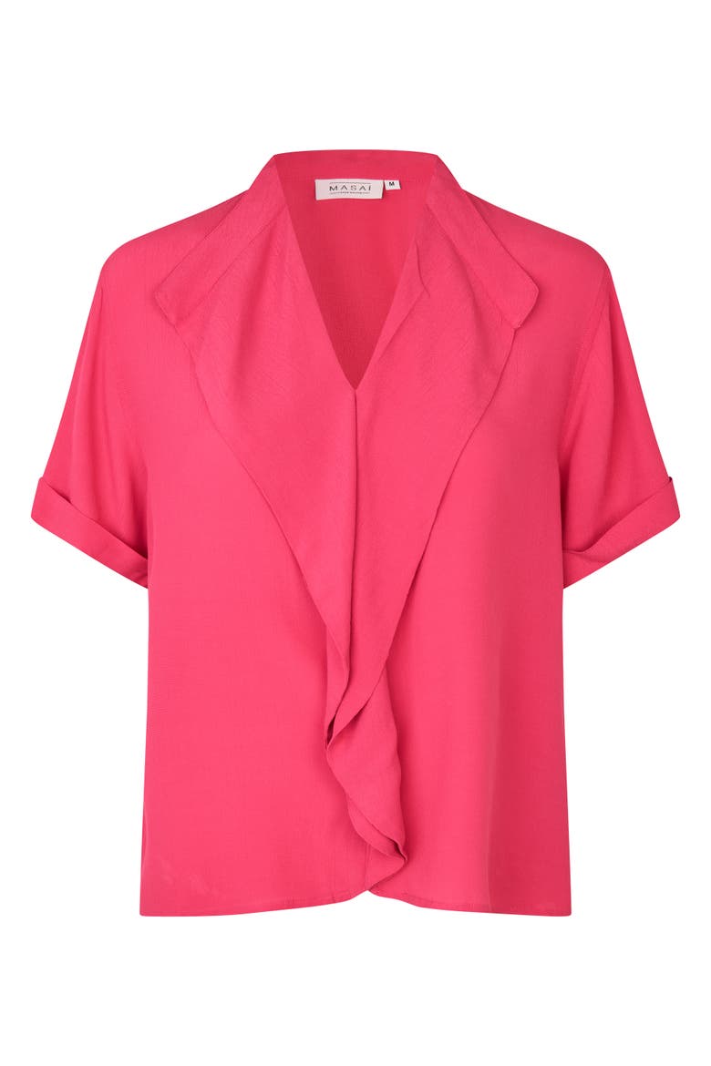 MaDyvora V-Neck Ruffle Blouse, Alternate, color, Carmine