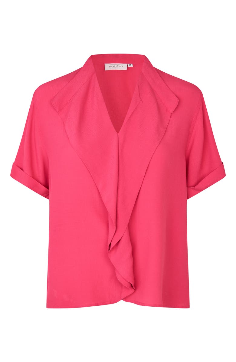 Masai Copenhagen MaDyvora V-Neck Ruffle Blouse, Alternate, color, Carmine