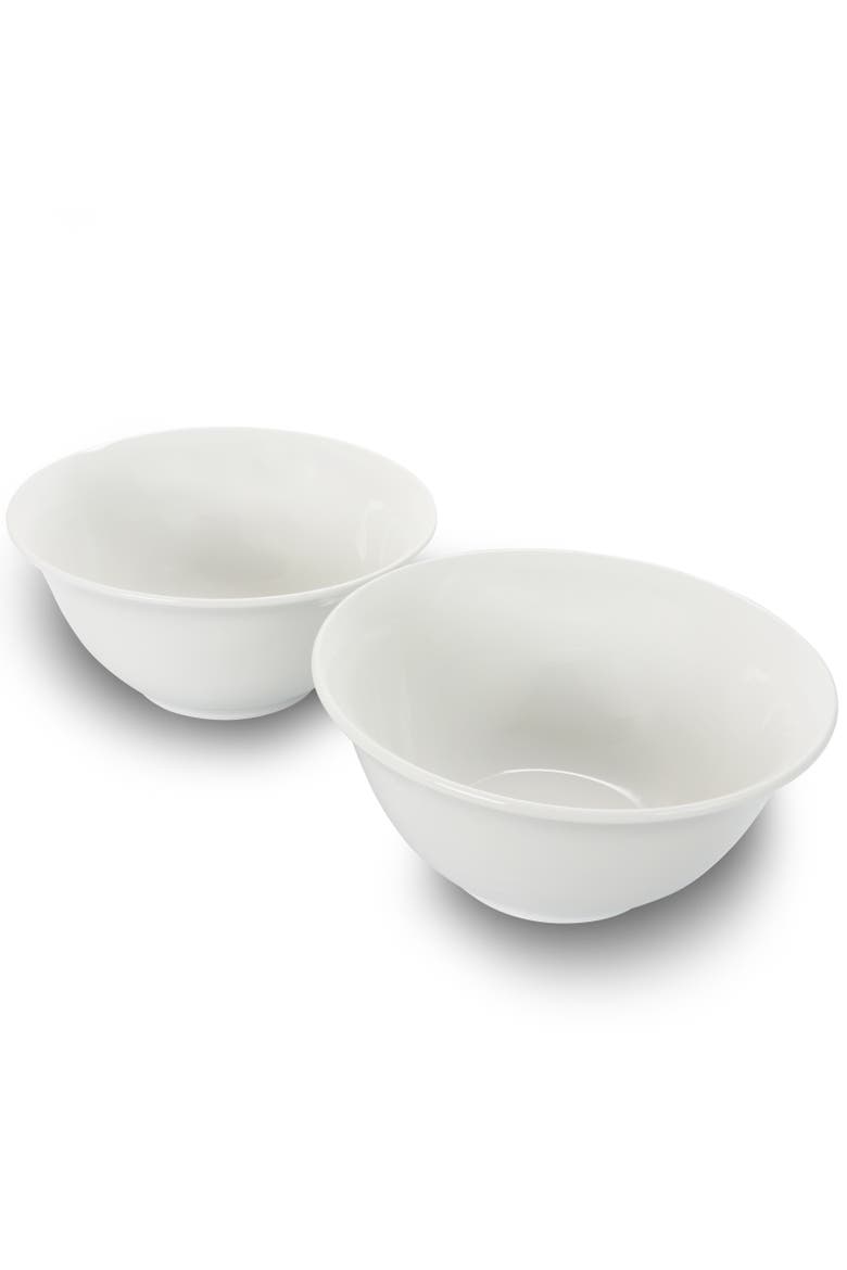 2 Piece 7.5 Inch Ceramic All-Purpose Round Bowl Set, Main, color, White