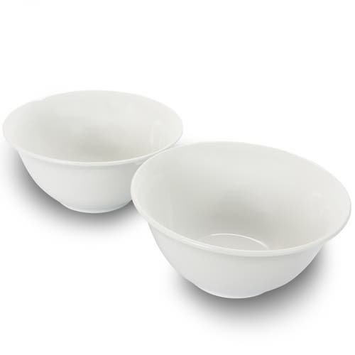 Gibson Home 2 Piece 7.5 Inch Ceramic All-purpose Round Bowl Set In White