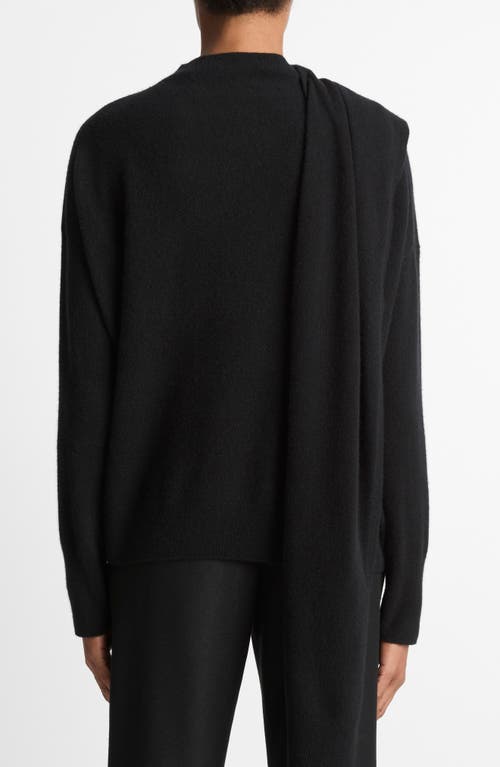 Vince Wool-cashmere Draped Sweater In Black