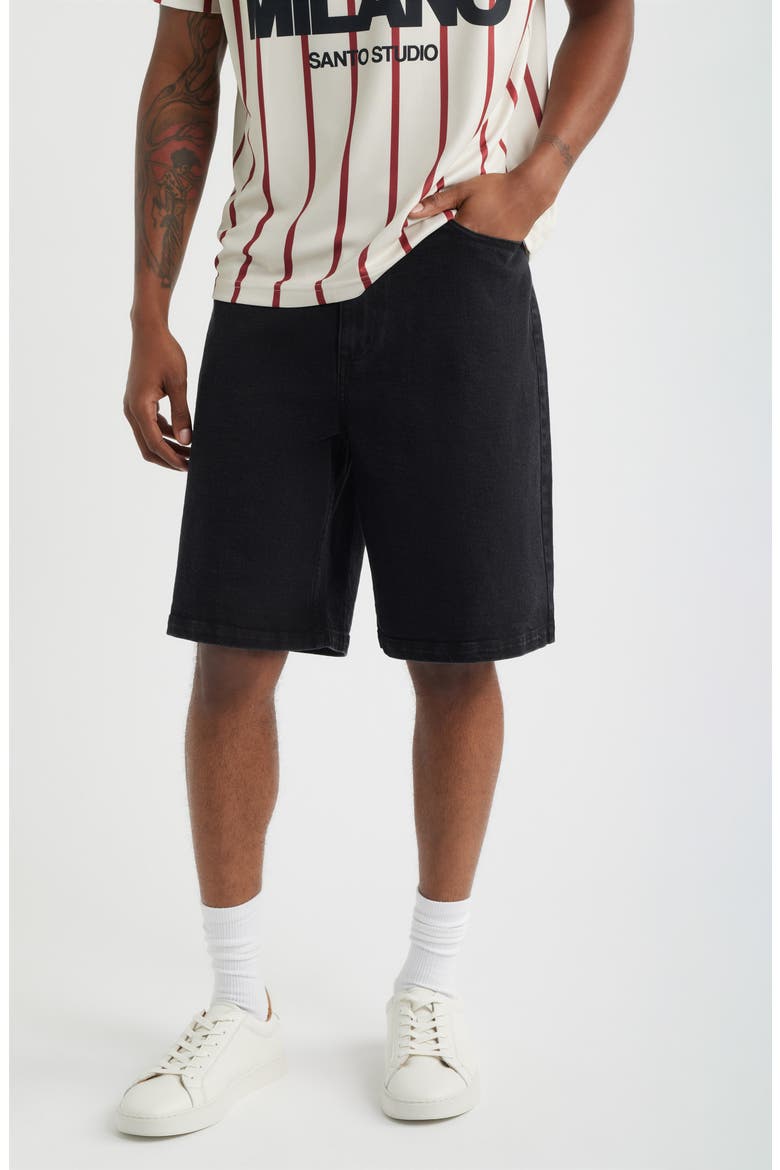 Newport Cotton Denim Shorts, Main, color, BLACK STONE WASHED