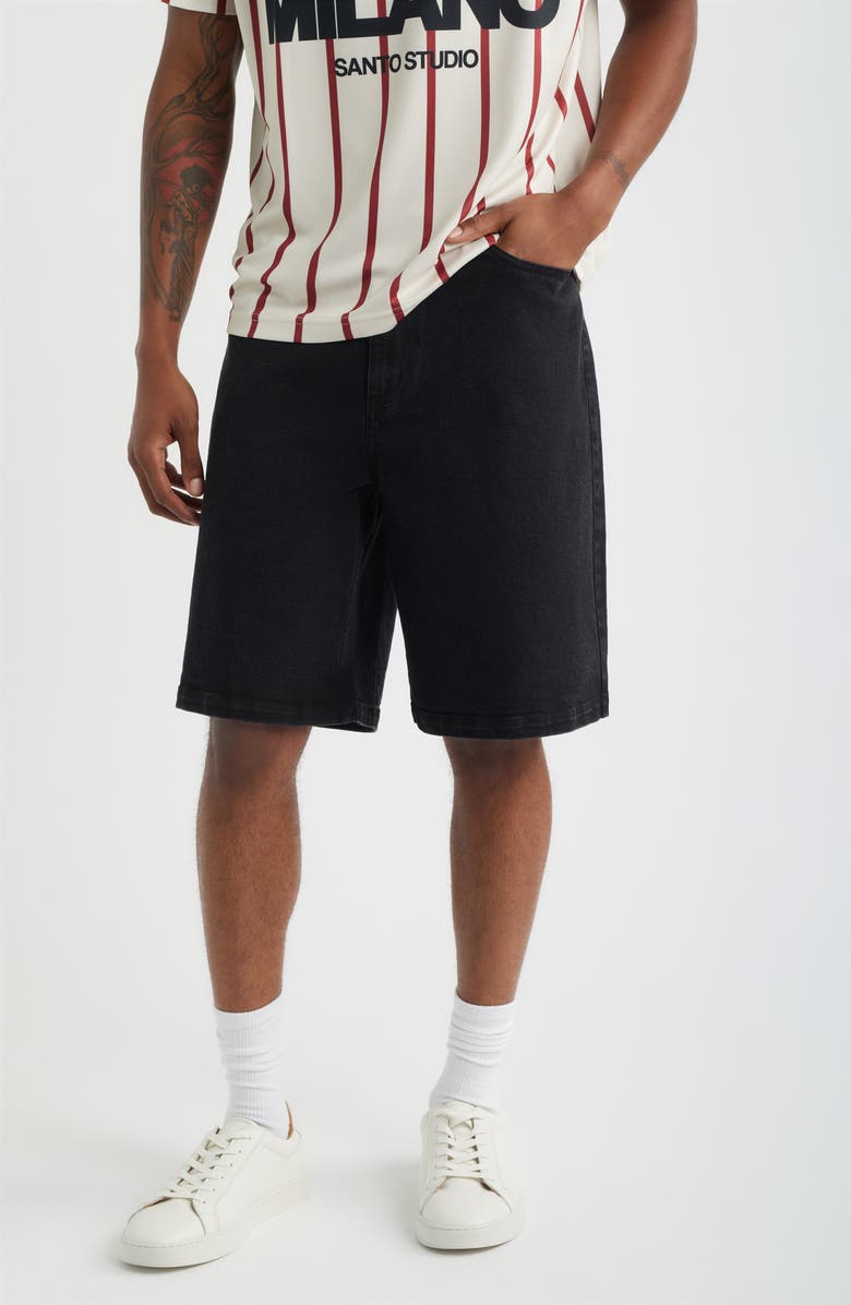 SANTO STUDIO Newport Cotton Denim Shorts, Main, color, Black Stone Washed
