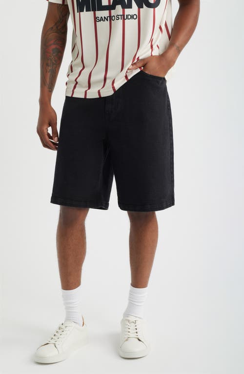 SANTO STUDIO Newport Cotton Denim Shorts in Black Stone Washed at Nordstrom, Size 34