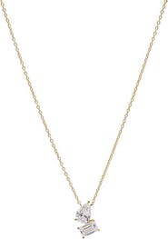 BY ADINA EDEN Lab Grown Diamond Pear X Emerald Drop Necklace