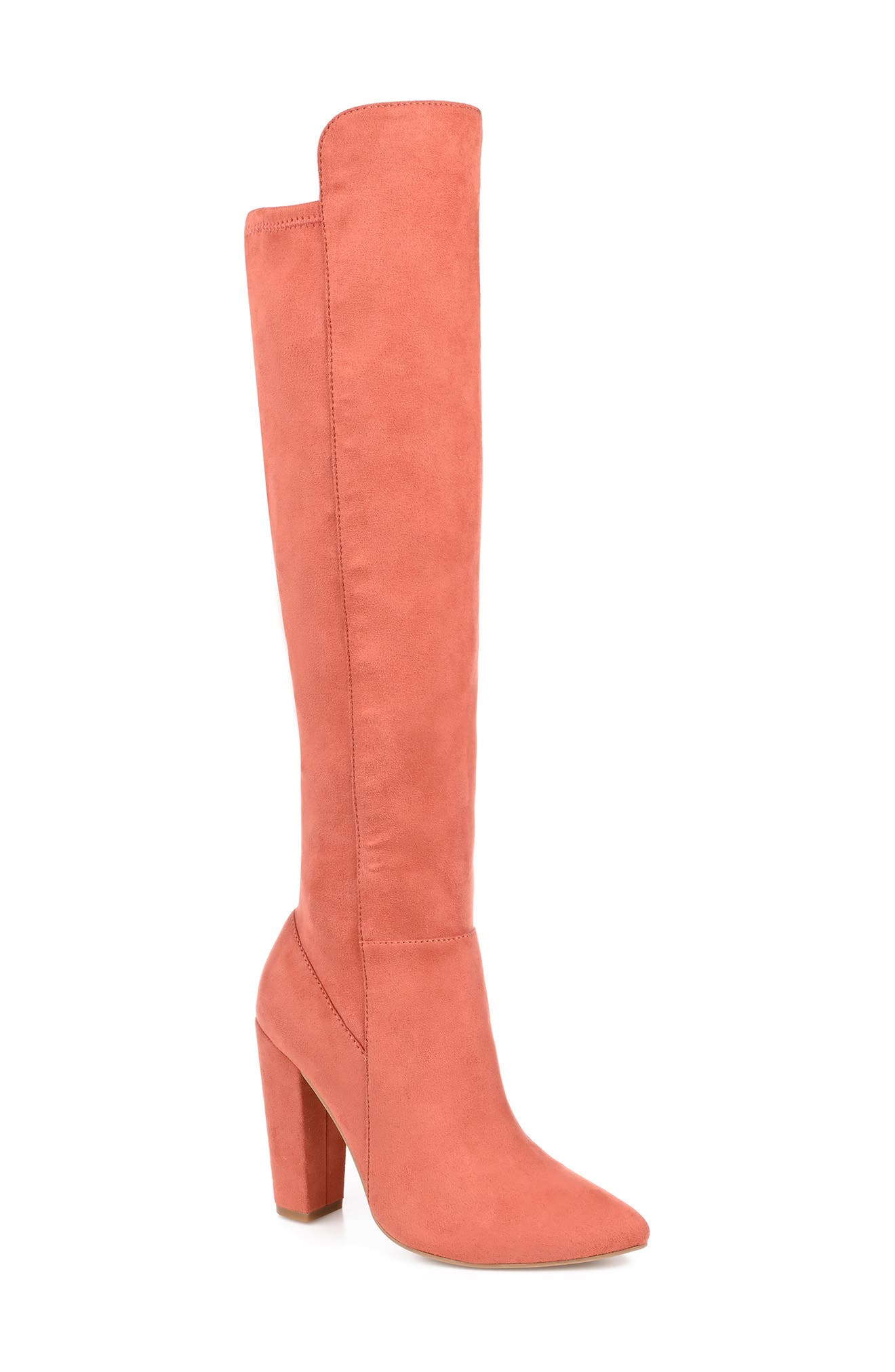 Dominga Block Heel Vegan Leather Boot, Main, color, CLAY