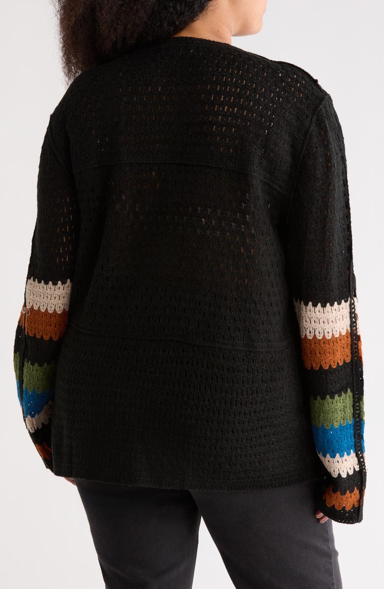 Forgotten Grace Crochet Granny Square Cardigan Sweater, Alternate, color, Black