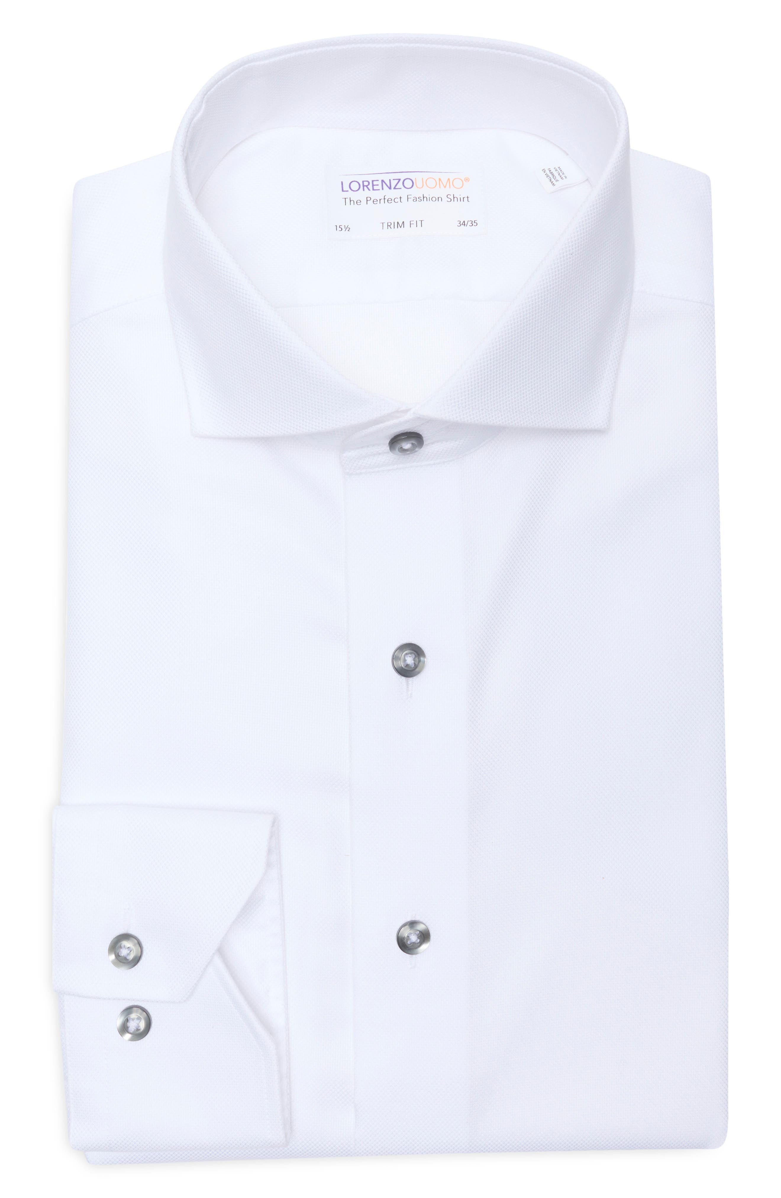 Lorenzo Uomo Trim Fit Textured Cotton Dress Shirt
