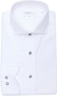 Lorenzo Uomo Trim Fit Textured Cotton Dress Shirt