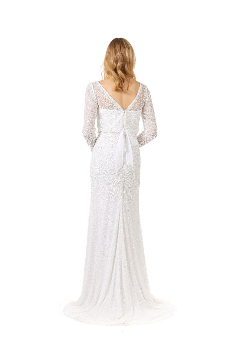 LARA New York Grant Long Sleeve Beaded Wedding Dress, Alternate, color, Ivory