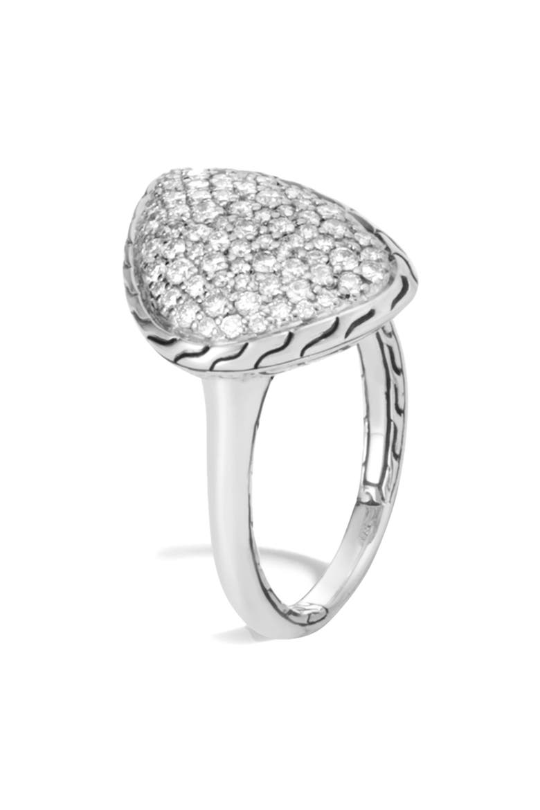 Classic Chain Small Pavé Diamond Ring, Main, color, SILVER