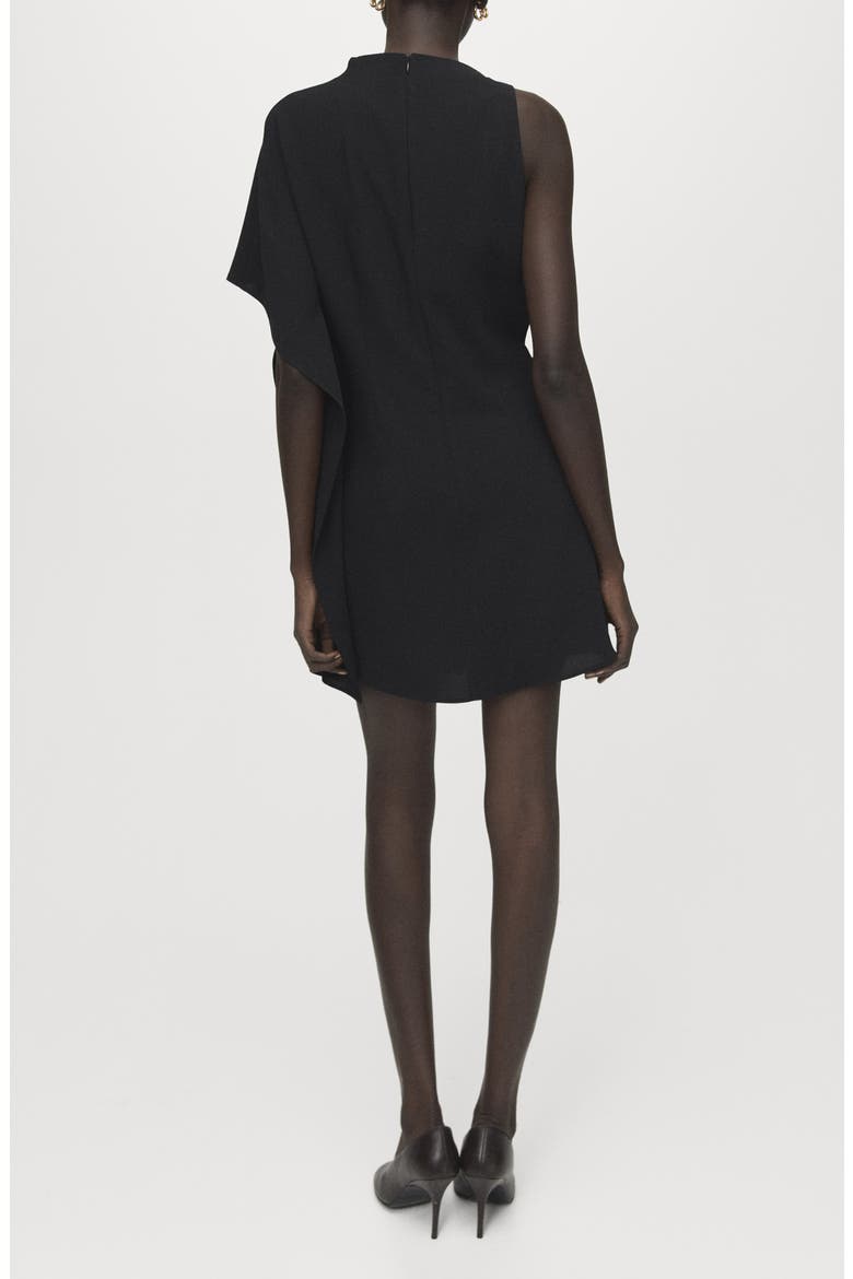 Soleil Asymmetric Sleeve Minidress, Alternate, color, BLACK
