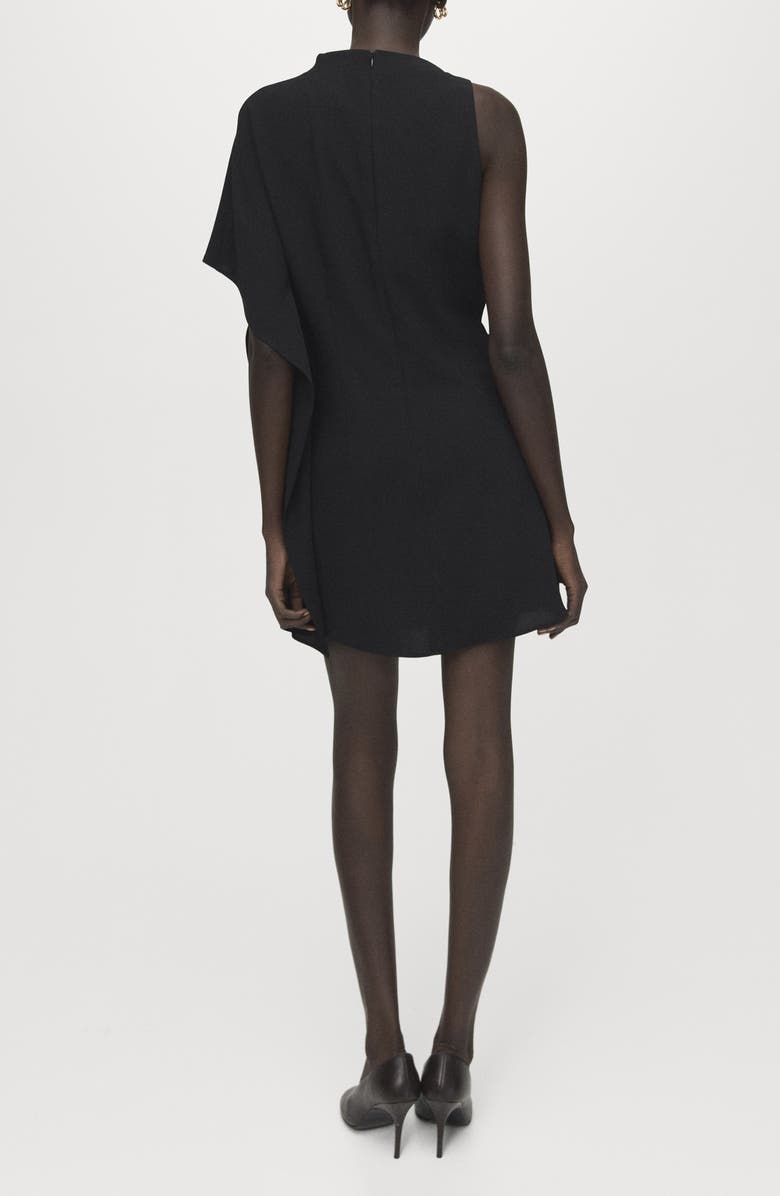 MANGO Soleil Asymmetric Sleeve Minidress, Alternate, color, Black