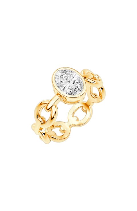 Oval Cubic Zirconia Link Band Ring
