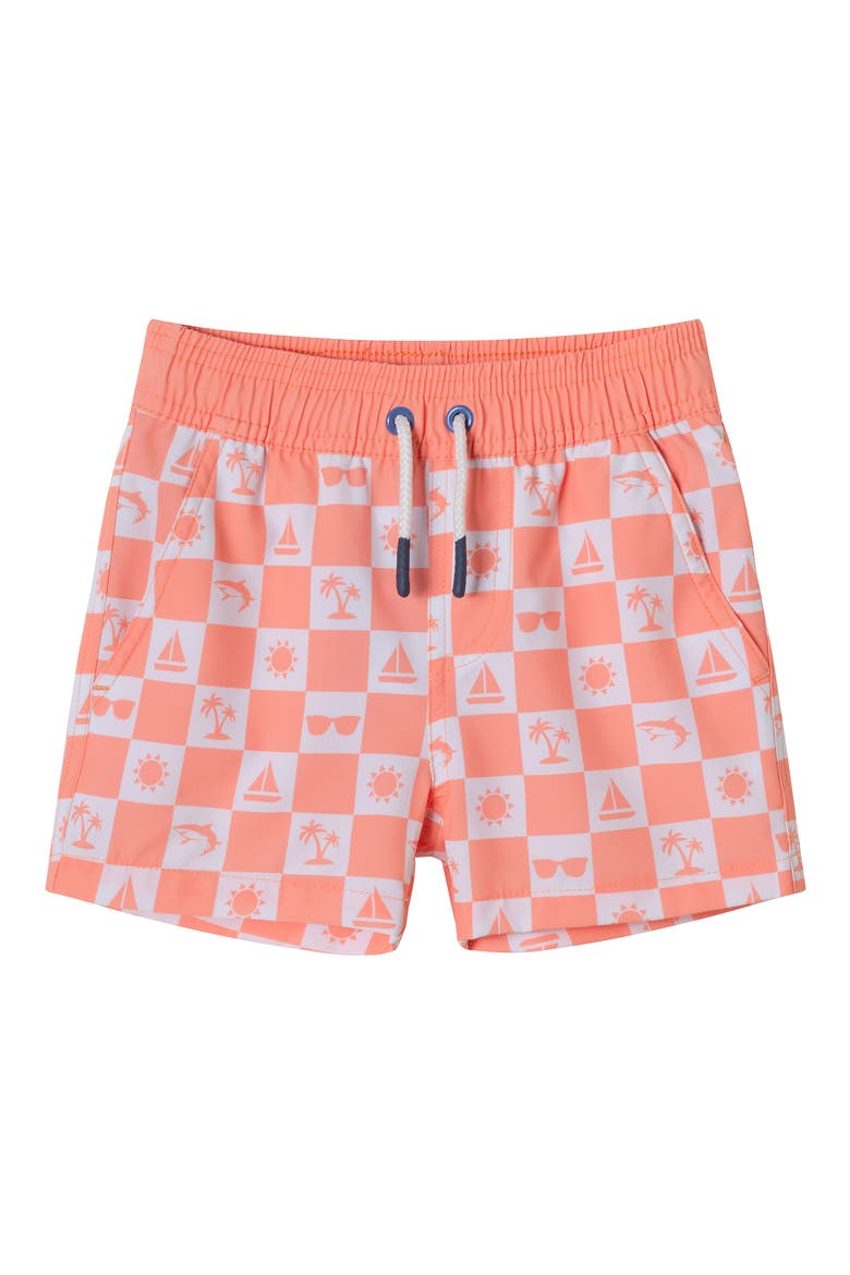 Kids' Print Swim Trunks, Main, color, ORANGE CHECK
