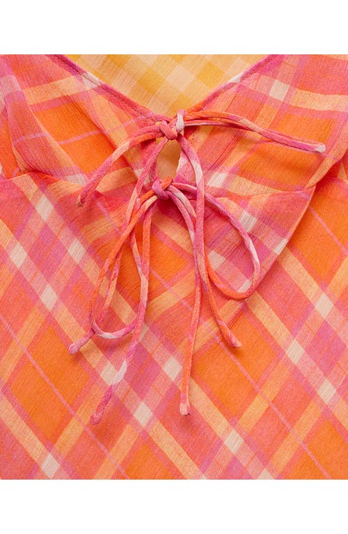 Mango Contrasting Print Dress Orange In Orange