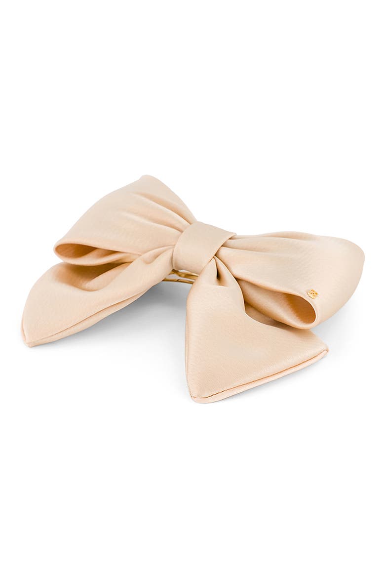 Bow Barrette, Alternate, color, BEIGE