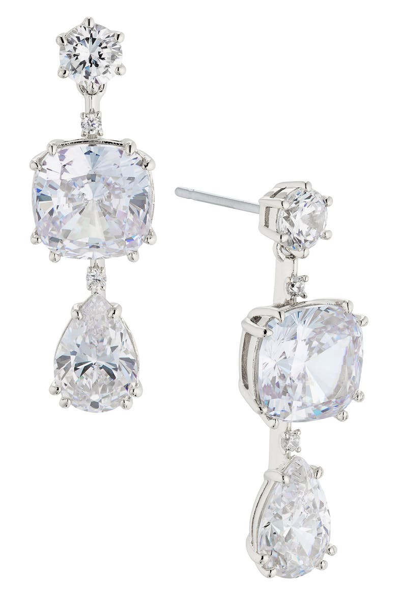 Evelyn Triple Drop Earrings, Main, color, RHODIUM