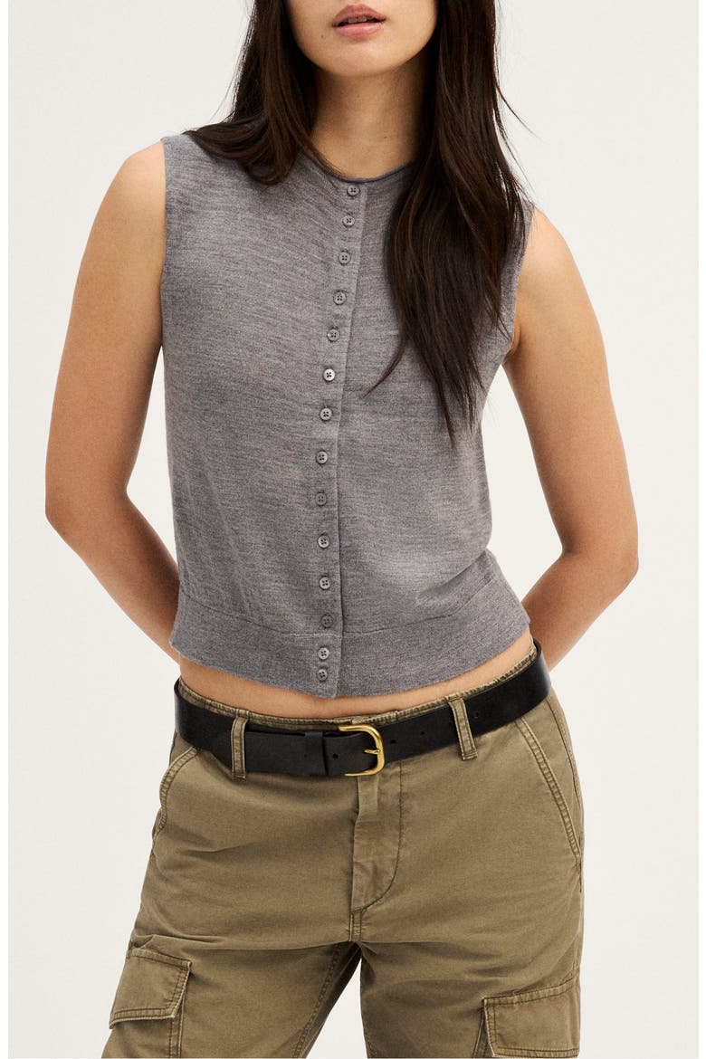 Button Front Sleeveless Cardigan, Main, color, MEDIUM HTHR GREY