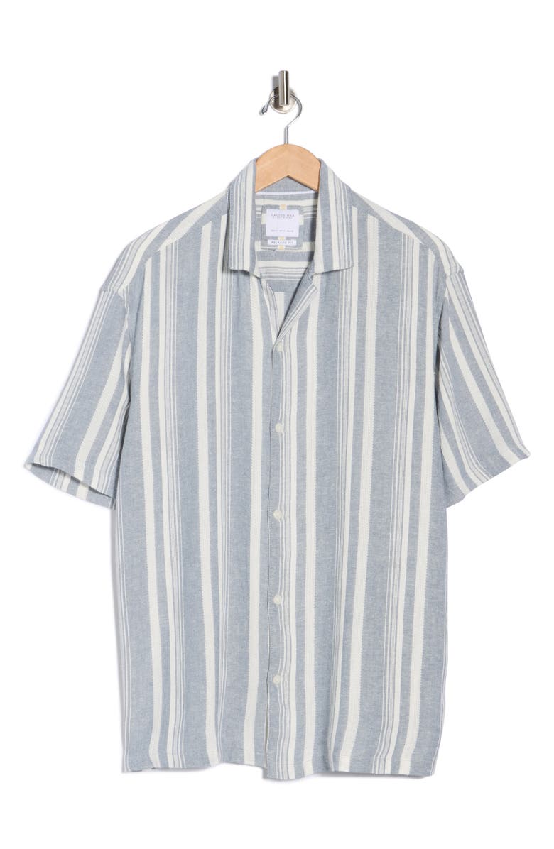 Cactus Man Relaxed Fit Stripe Textured Camp Shirt, Alternate, color, Blue