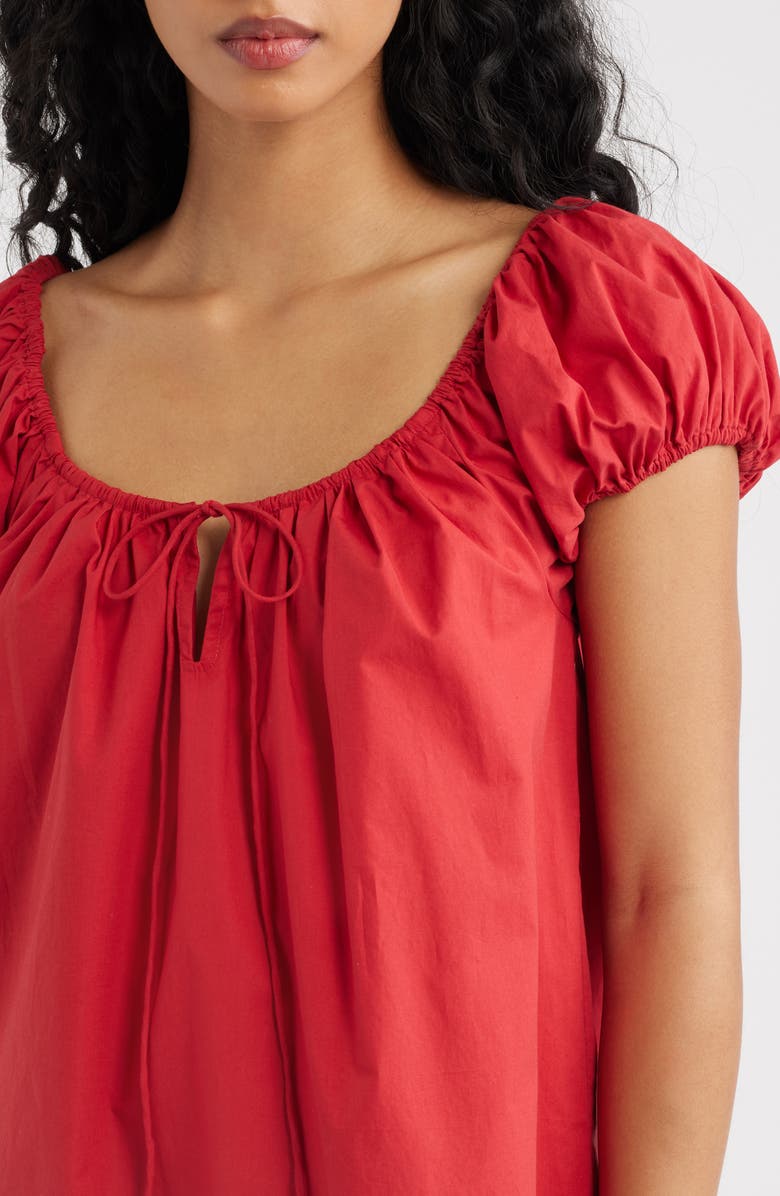 Faithfull the Brand Marblau Cap Sleeve Cotton Shift Minidress, Alternate, color, Chilli