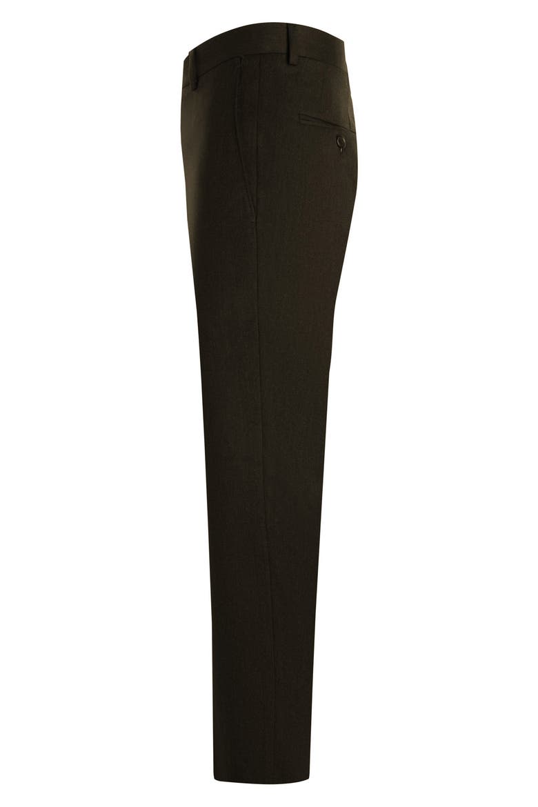 Roica Flat Front Brown Twill Dress Pants, Alternate, color, BROWN