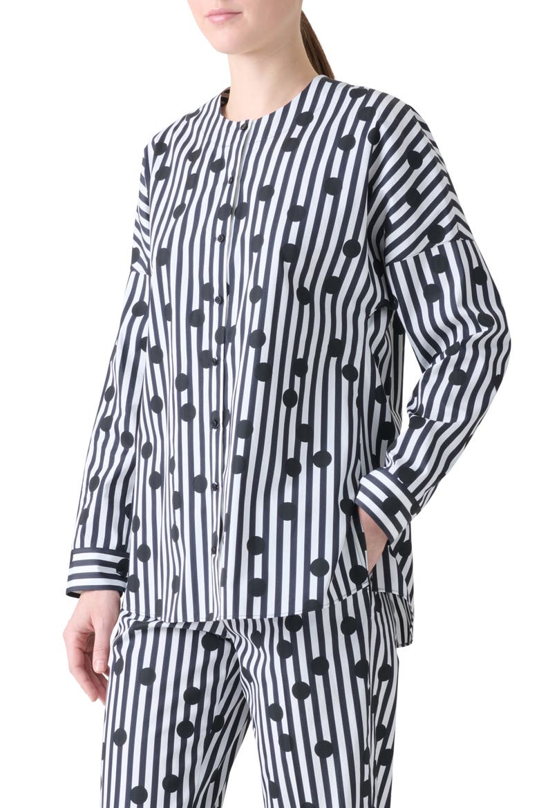 Polka Dot Stripe Cotton Tunic, Alternate, color, CREAM-BLACK