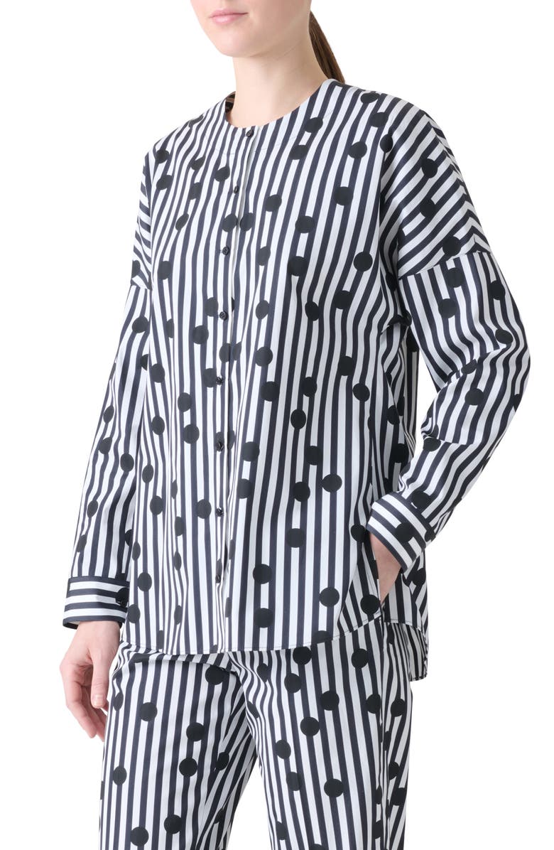 Akris punto Polka Dot Stripe Cotton Tunic, Alternate, color, Cream-Black