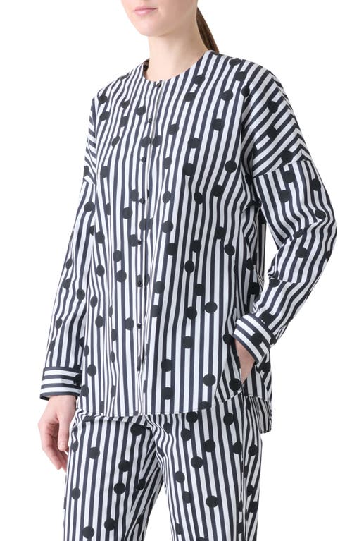 Akris Punto Polka Dot Stripe Cotton Tunic In Gray