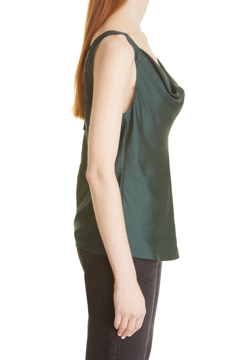 Jaida Cowl Neck Satin Cami, Alternate, color, DARK SPRUCE